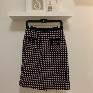 Milly | Geometric Houndstooth Pink & Black Skirt